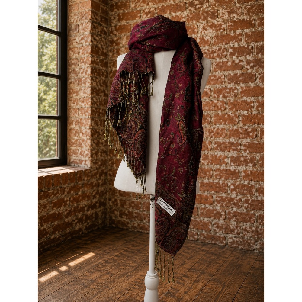 Pashmina Silk Blend Paisley Scarf Shawl Wrap Festival Boho Fall Whimsigoth